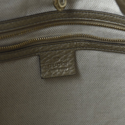 Gucci Metallic Pebbled Calfskin Medium Soho Chain Shoulder Bag Golden Beige 8 of 12