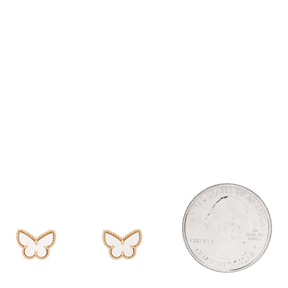 Van Cleef & Arpels 18K Yellow Gold Mother of Pearl Sweet Alhambra Butterfly Earrings 2 of 4