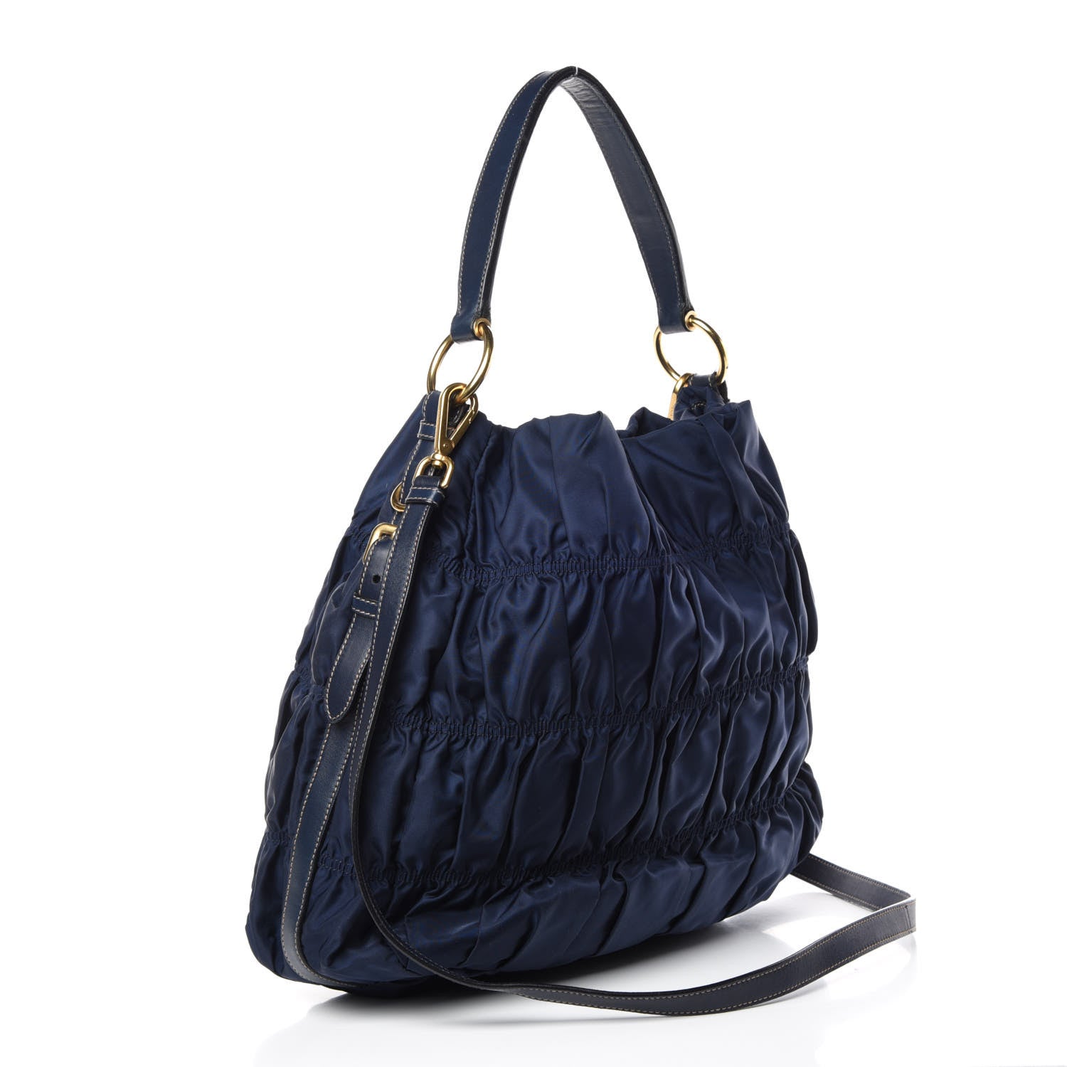 Prada Tessuto Nylon Gaufre Tote Blue 4 of 10