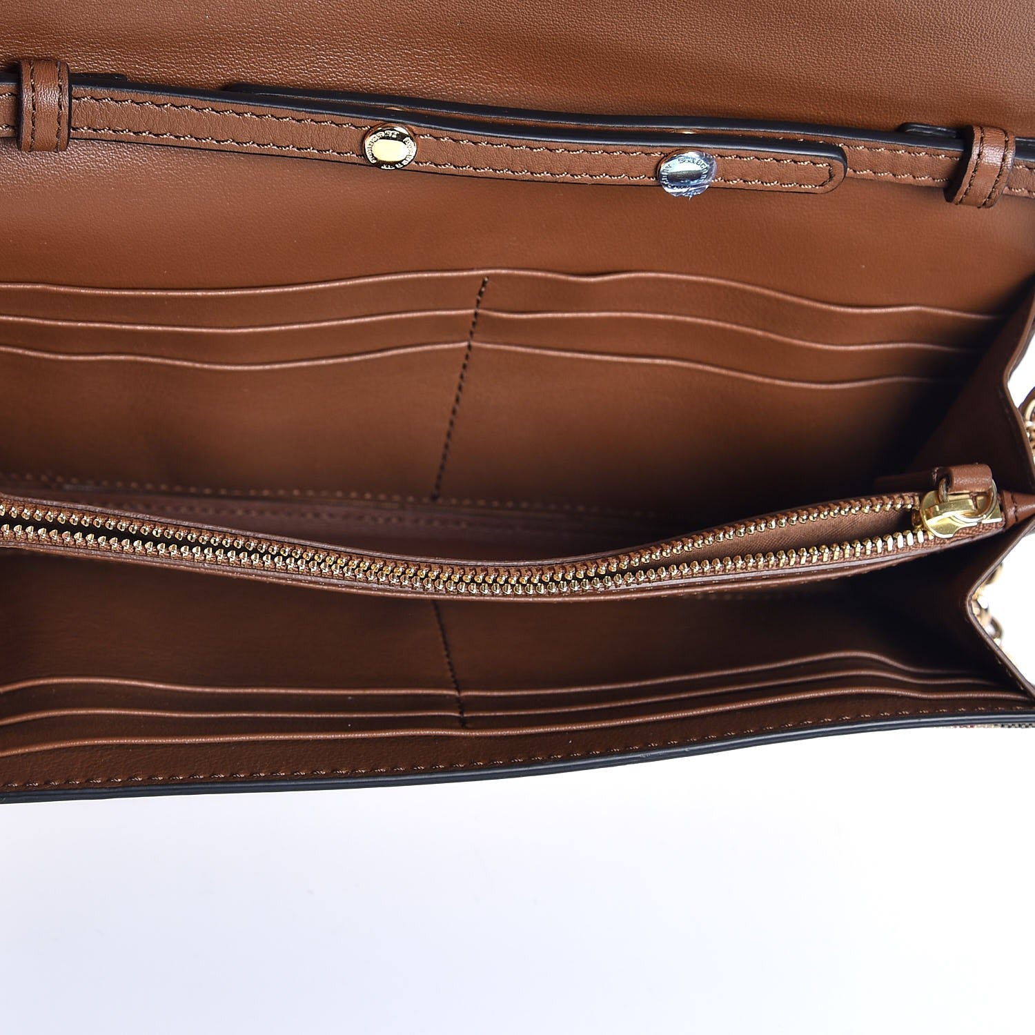 Burberry Derby Calfskin House Check Henley Wallet On Chain Tan 5 of 7