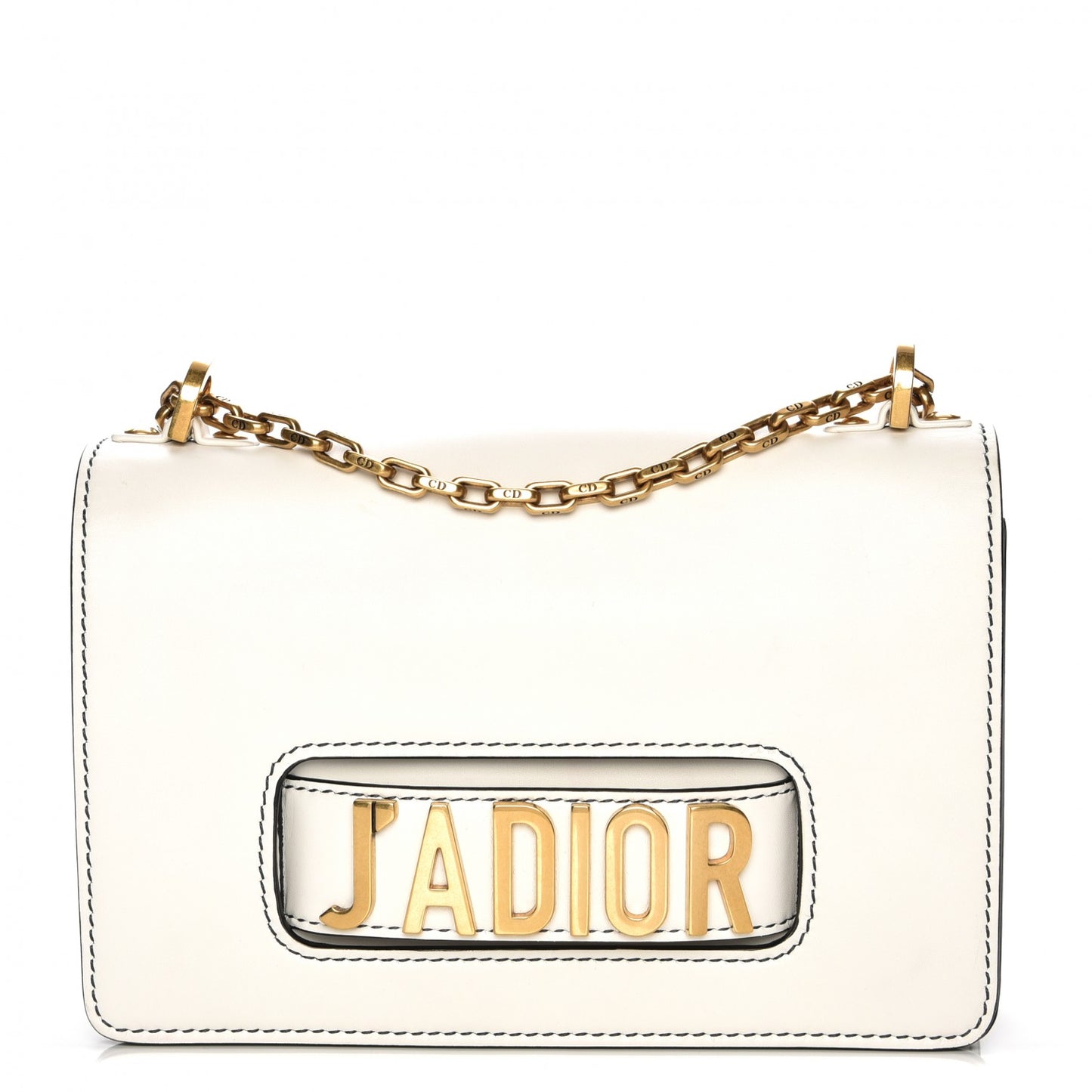 Calfskin J'Adior Chain Flap Bag Off White