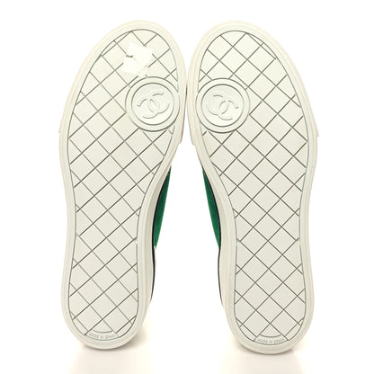 Chanel Suede Calfskin Lace Up Cap Toe Sneakers 39 Green 5 of 8