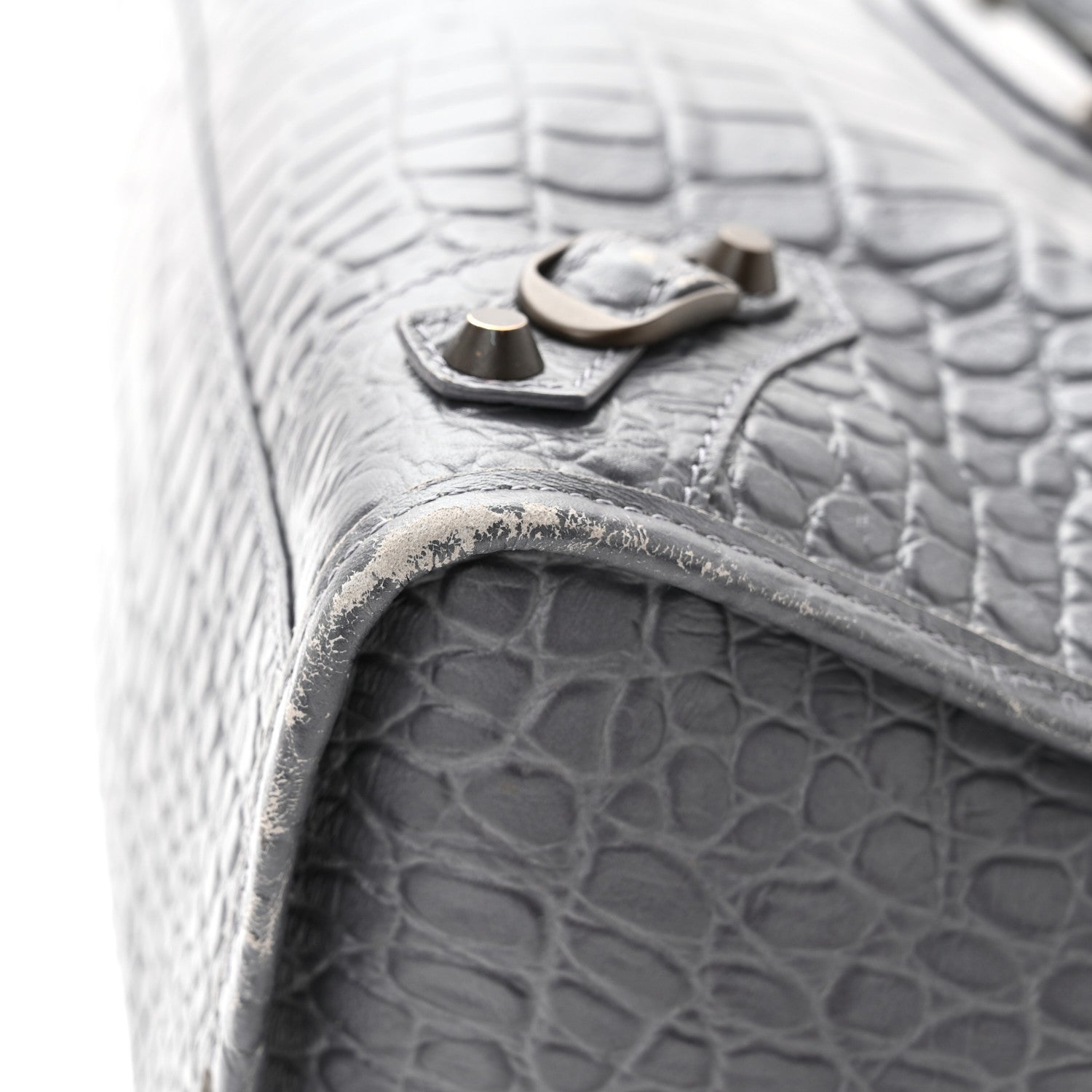 Balenciaga Calfskin Crocodile Embossed Classic Hardware City Gris Beton 12 of 14