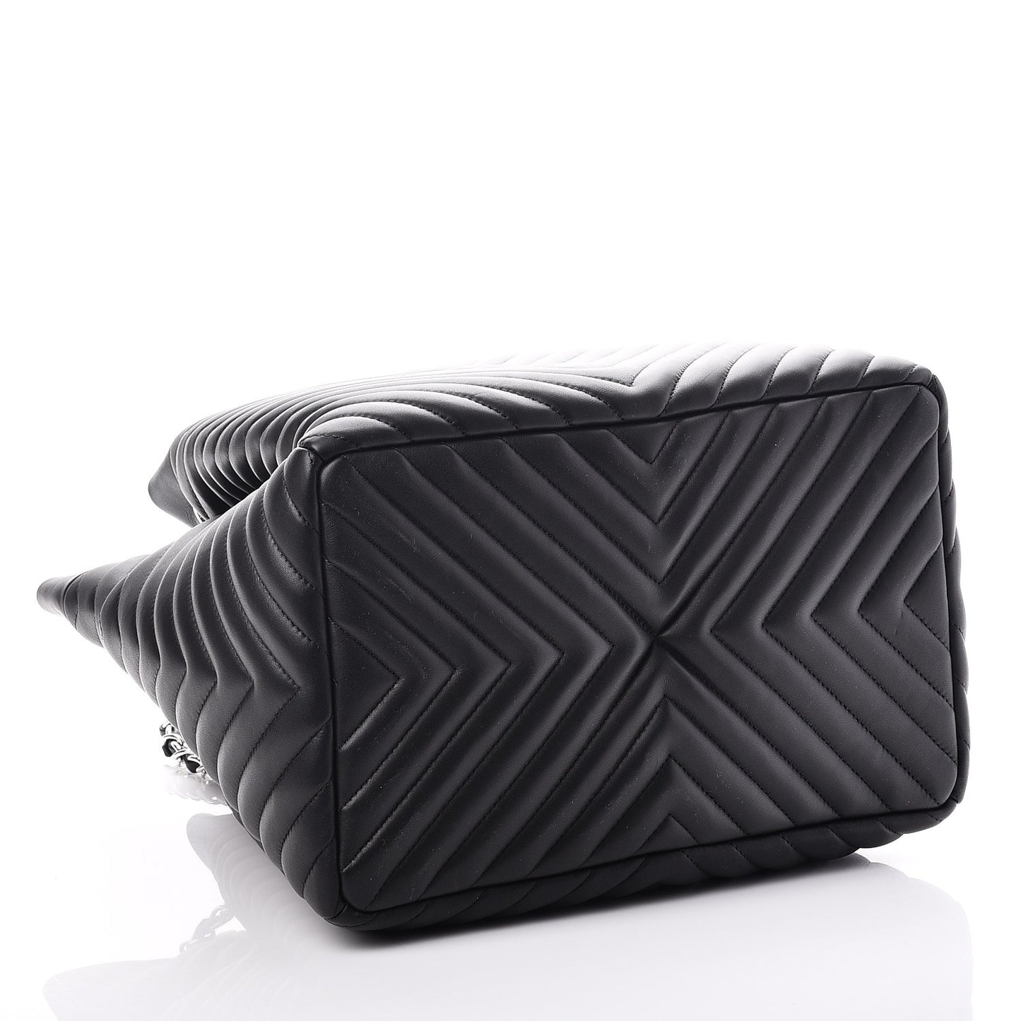 Calfskin Chevron Large Urban Spirit Drawstring Bag Black