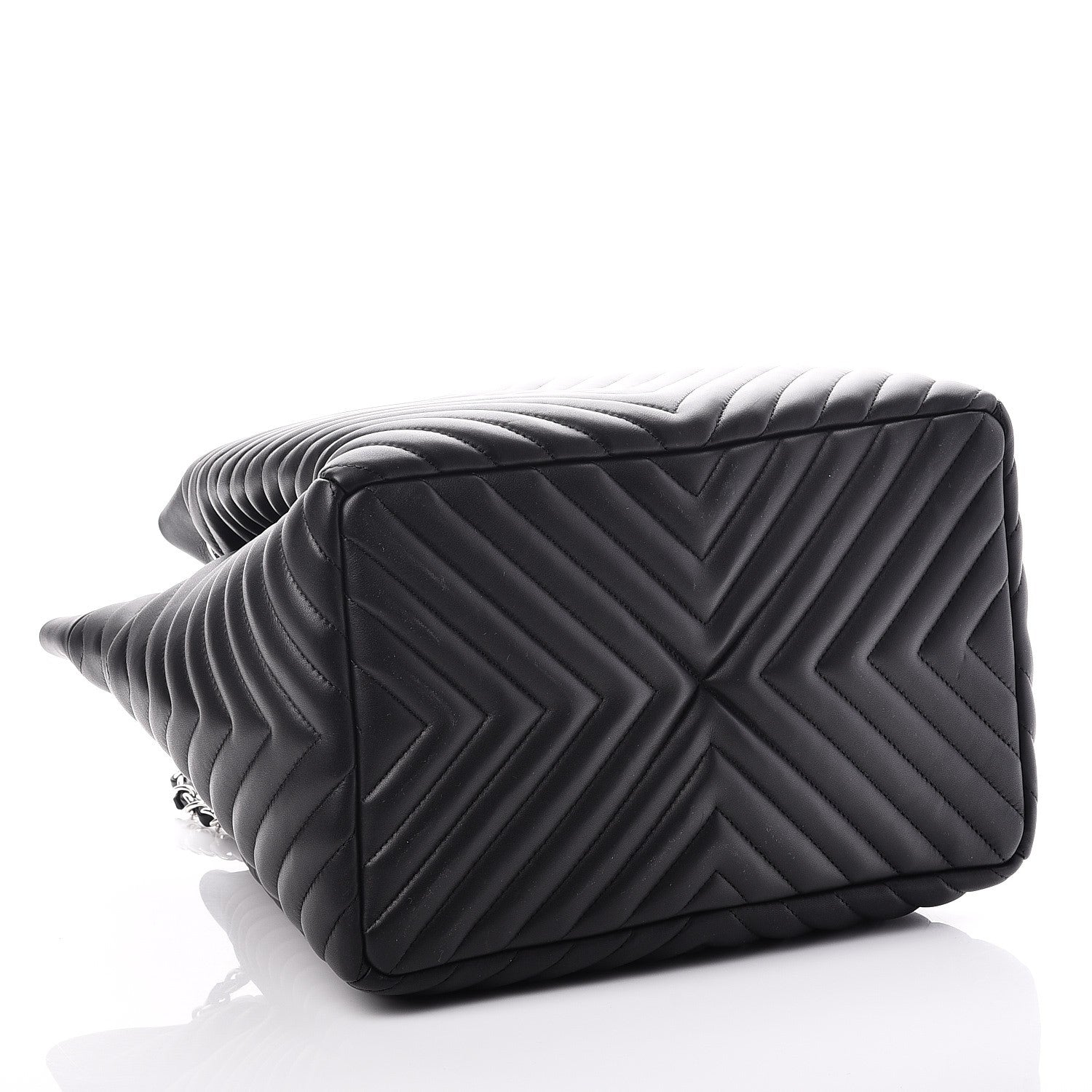 Chanel Calfskin Chevron Large Urban Spirit Drawstring Bag Black 4 of 7