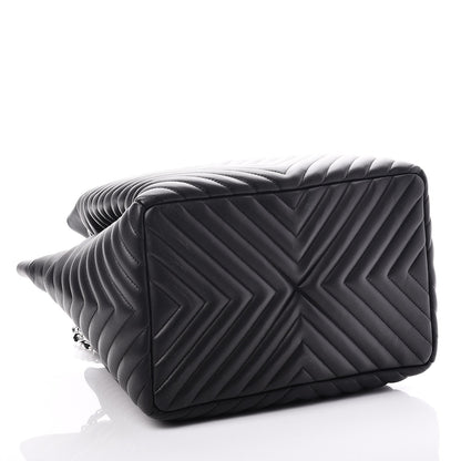 Chanel Calfskin Chevron Large Urban Spirit Drawstring Bag Black 4 of 7