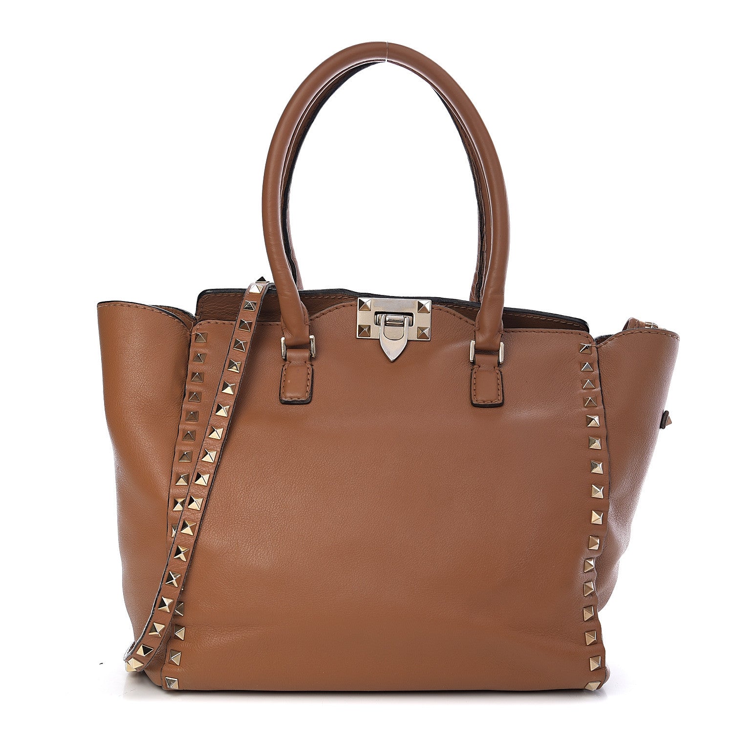 Valentino Garavani Calfskin Rockstud Double Handle Tote Light Cuir 1 of 13