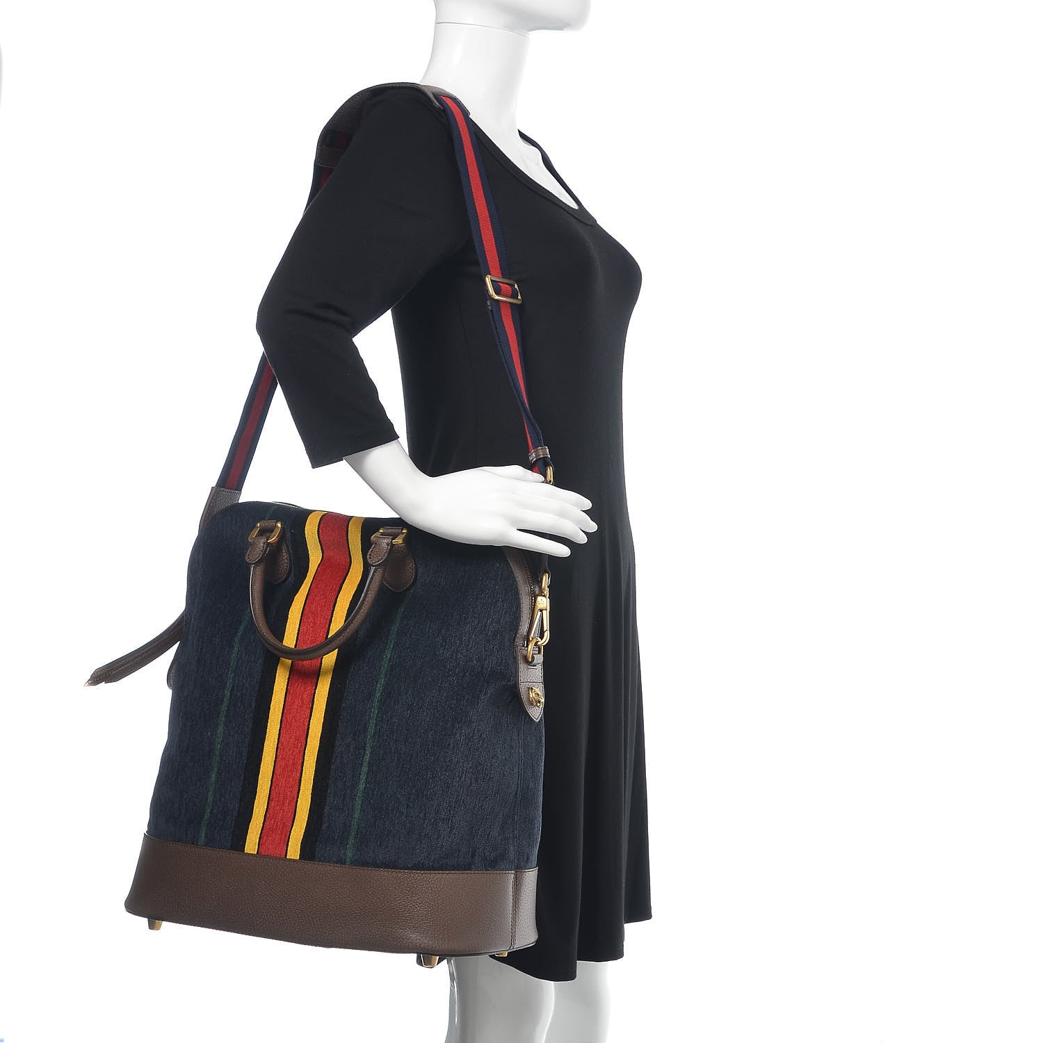 Gucci Chenille Jacquard Web Duffle Bag Blue 2 of 11