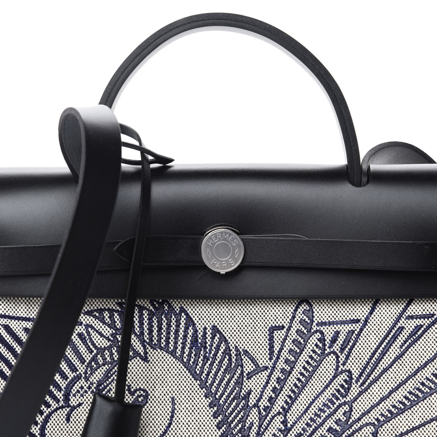 Hermes Vache Hunter Toile H Pegase Pop Herbag Zip Retourne 31 PM Bleu Indigo Ecru Black 10 of 11