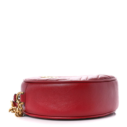 Gucci Glazed Calfskin Matelasse Heart Mini GG Marmont Round Shoulder Bag Romantic Cerise 4 of 11