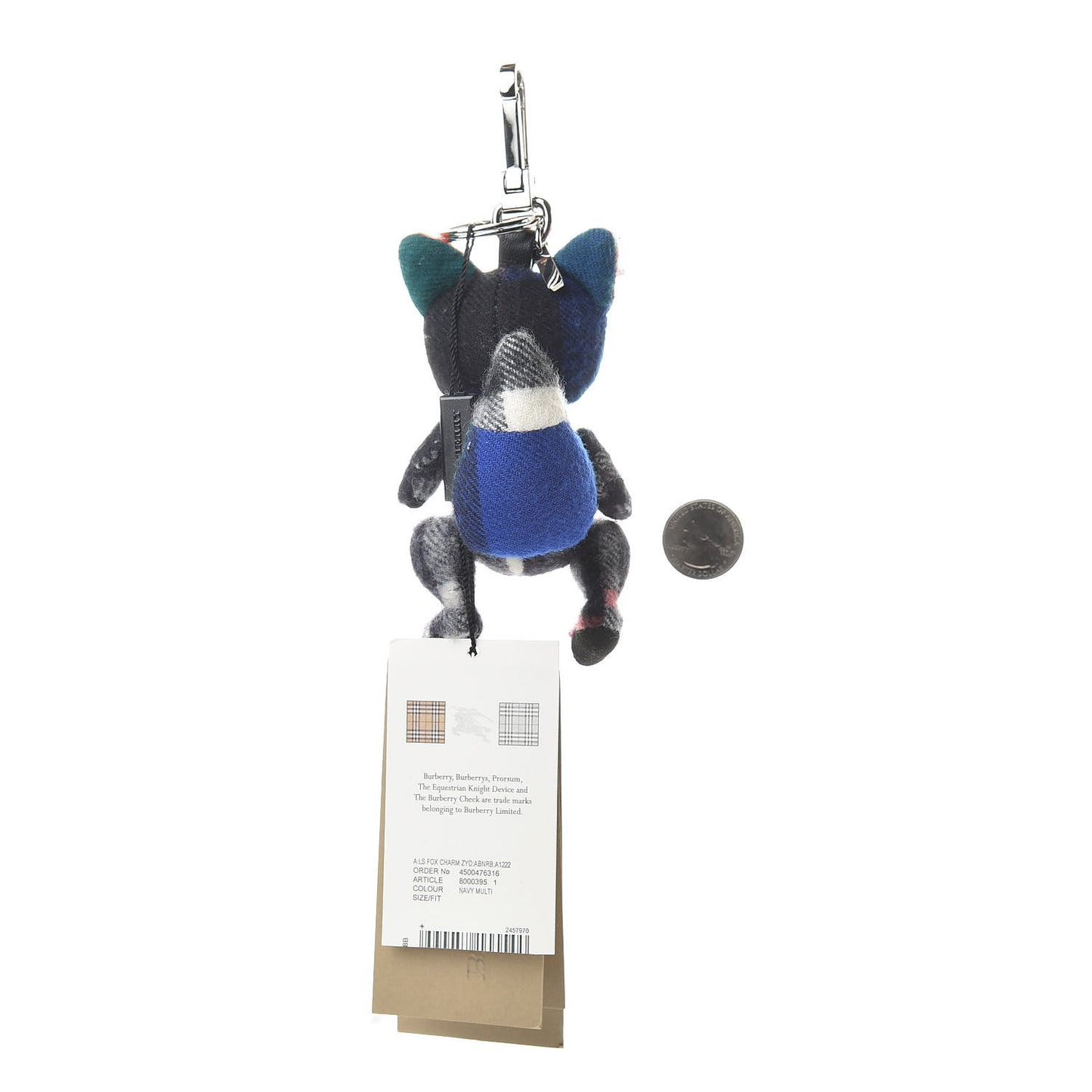 Cashmere Studded Dave The Fox Bag Charm Navy Multicolor