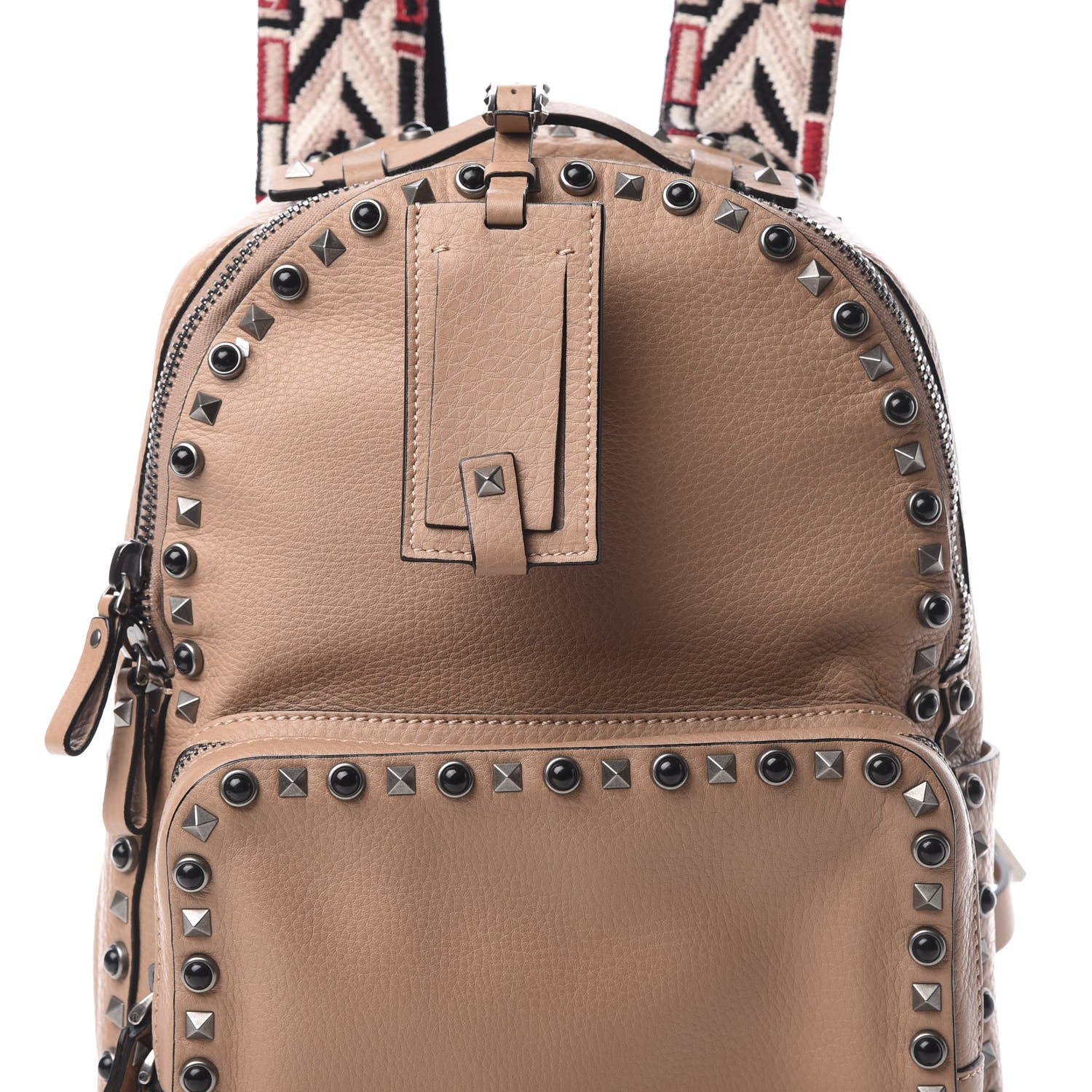 Valentino Garavani VALENTIN Pebbled Calfskin Medium Guitar Strap Rockstud Rolling Backpack Soft Noisette 6 of 9