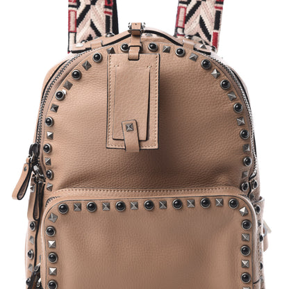 Valentino Garavani VALENTIN Pebbled Calfskin Medium Guitar Strap Rockstud Rolling Backpack Soft Noisette 6 of 9
