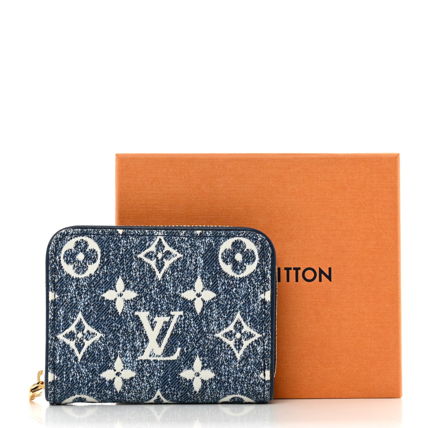 Denim Monogram Jacquard Zippy Coin Purse Bleu