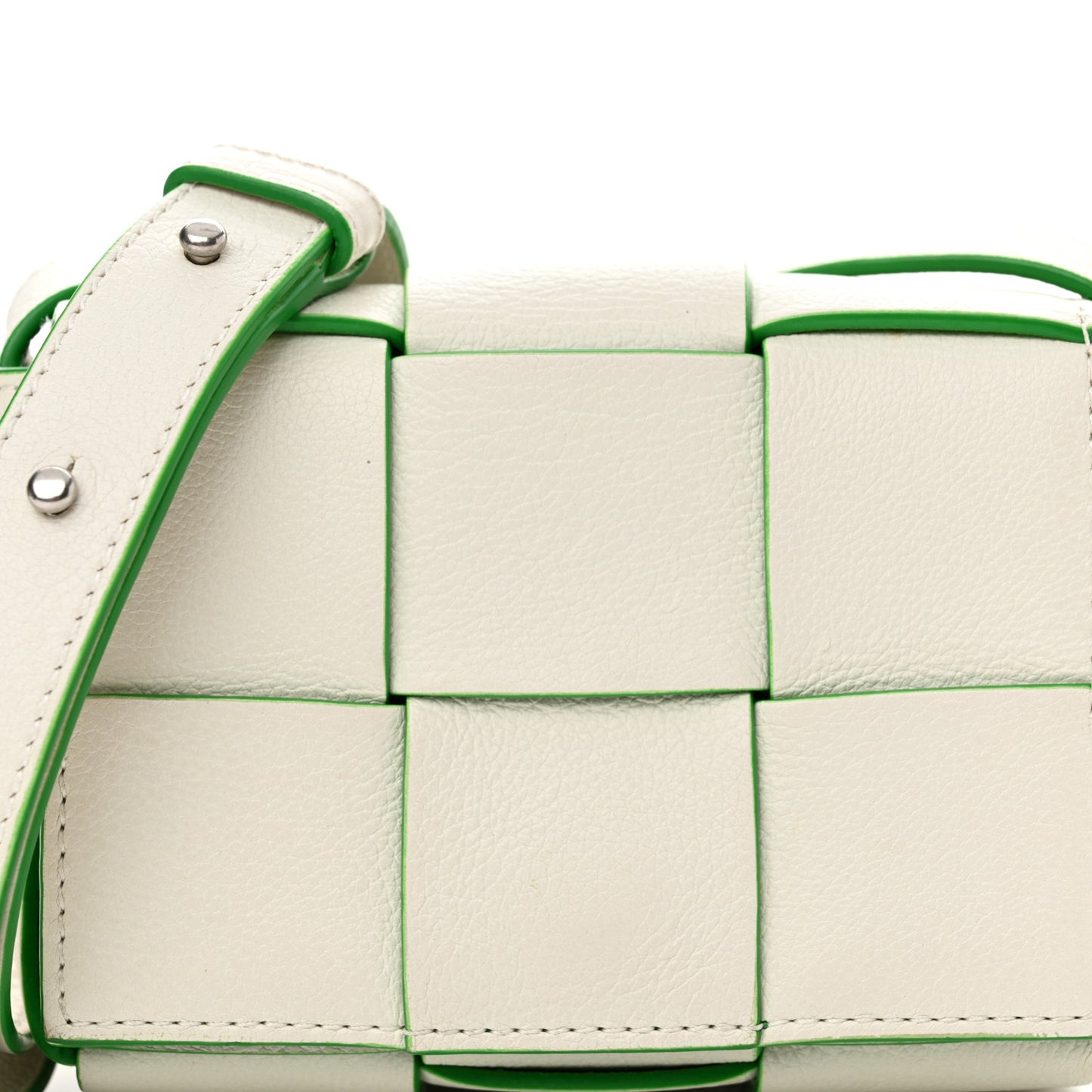 Buffalo Maxi Intrecciato Bicolor Extra Mini Cassette Crossbody Bag White Parakeet