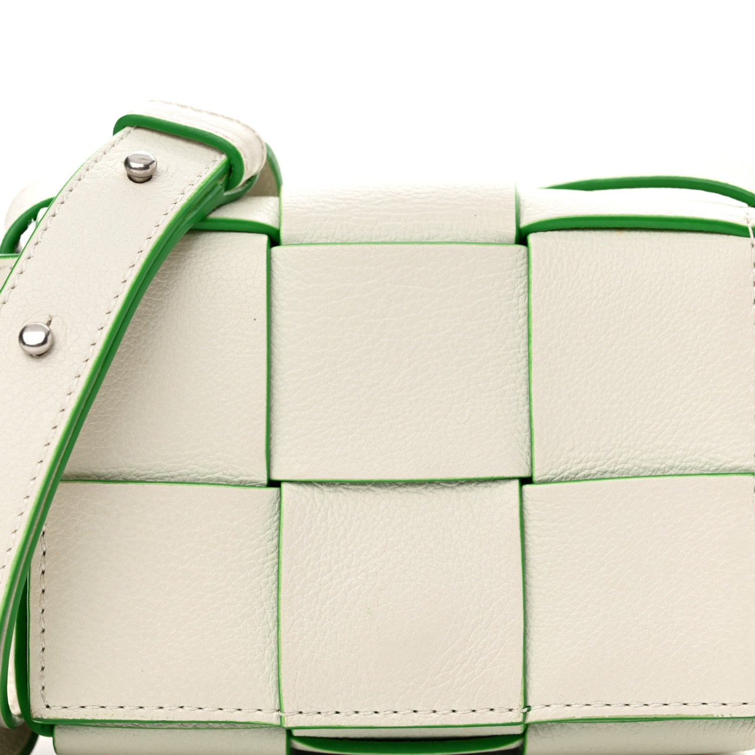 Bottega Veneta Buffalo Maxi Intrecciato Bicolor Extra Mini Cassette Crossbody Bag White Parakeet 7 of 9