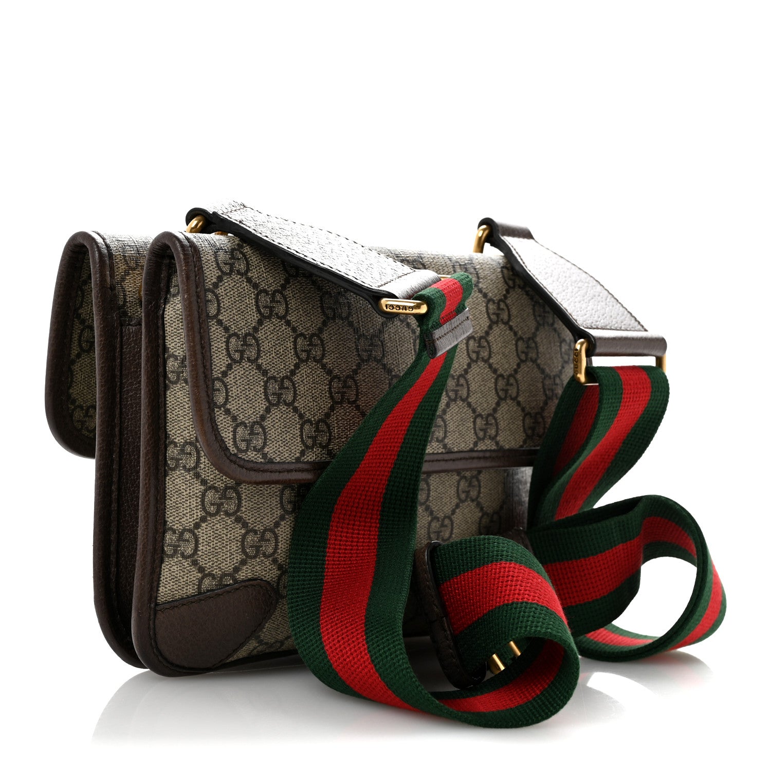Gucci GG Supreme Monogram Web Small Neo Vintage Double Flap Messenger Bag Beige New Acero 3 of 15