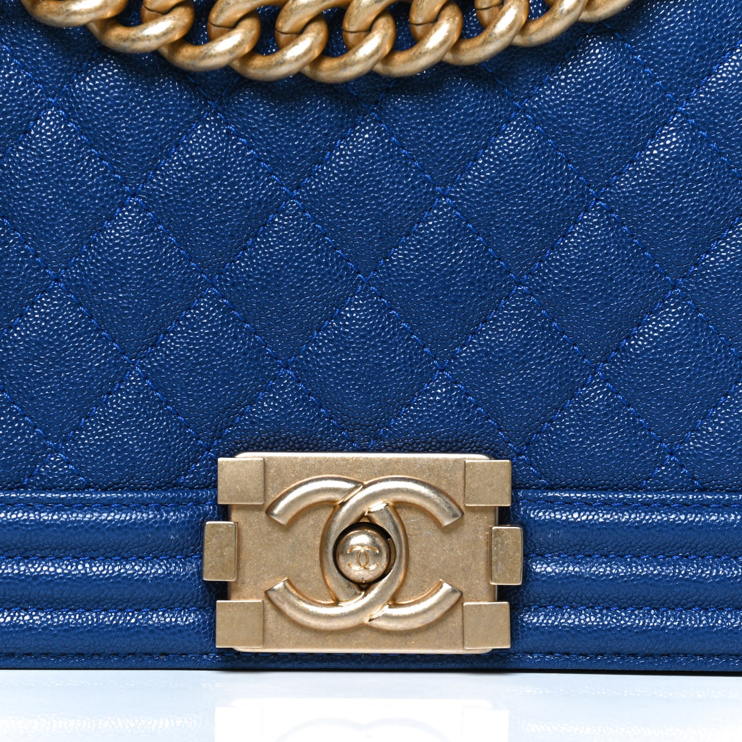 Caviar Quilted Medium Boy Flap Blue