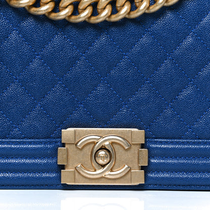 Chanel Caviar Quilted Medium Boy Flap Blue 8 of 12