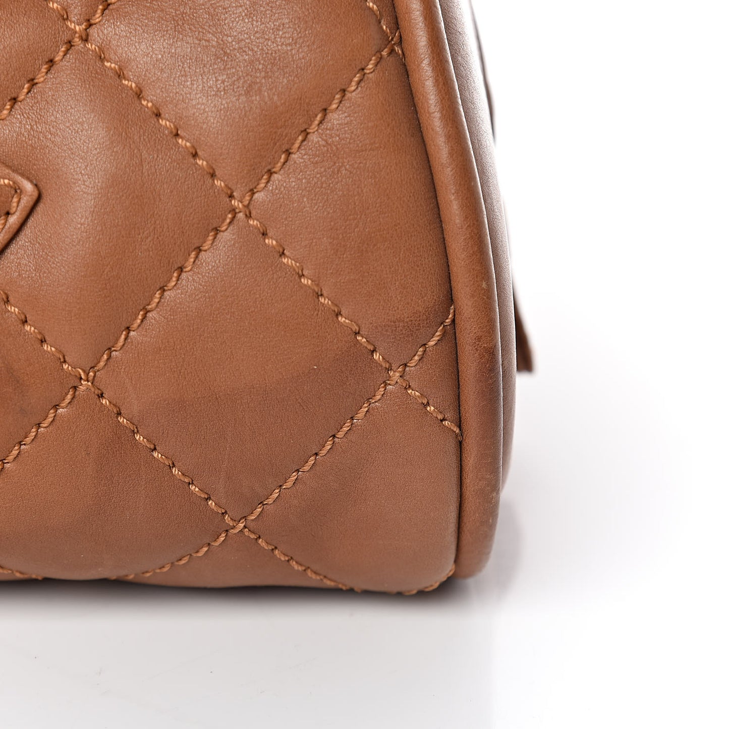 Calfskin Quilted Small Bowler Brown
