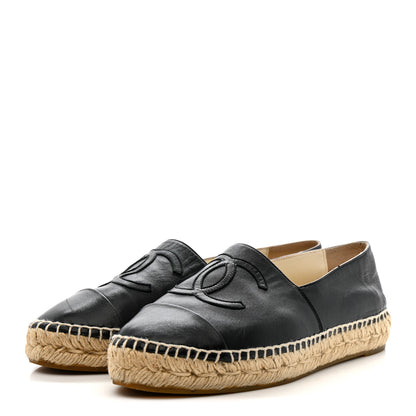 Chanel Lambskin CC Espadrilles 36 Black 4 of 13