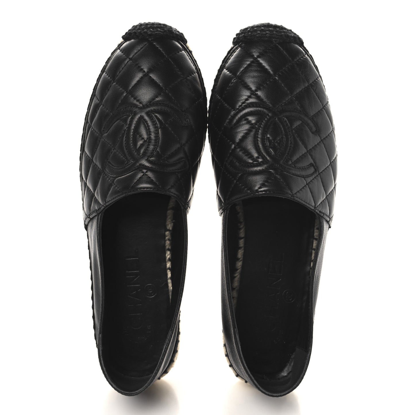 Lambskin Quilted CC Espadrilles 38 Black