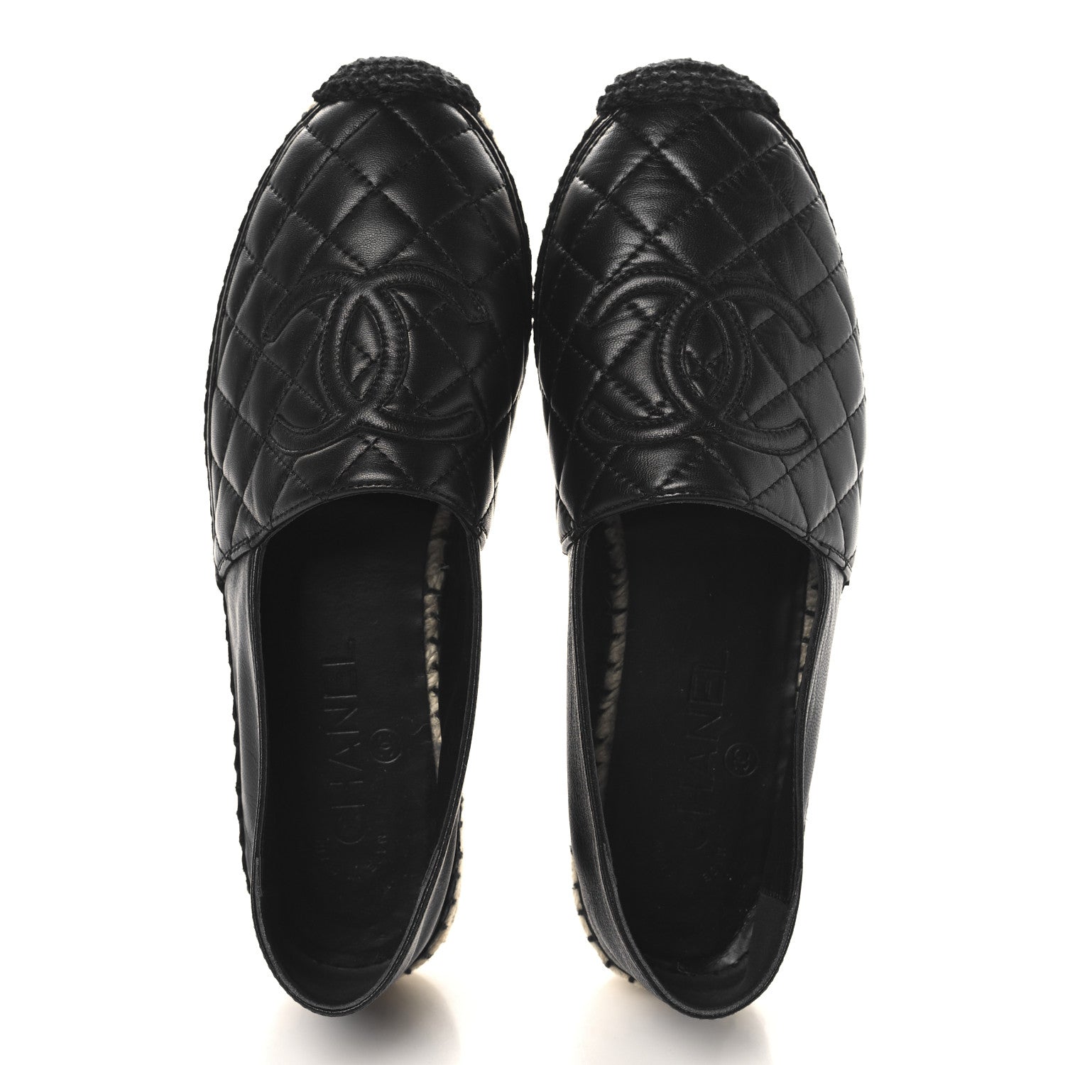 Chanel Lambskin Quilted CC Espadrilles 38 Black 2 of 10