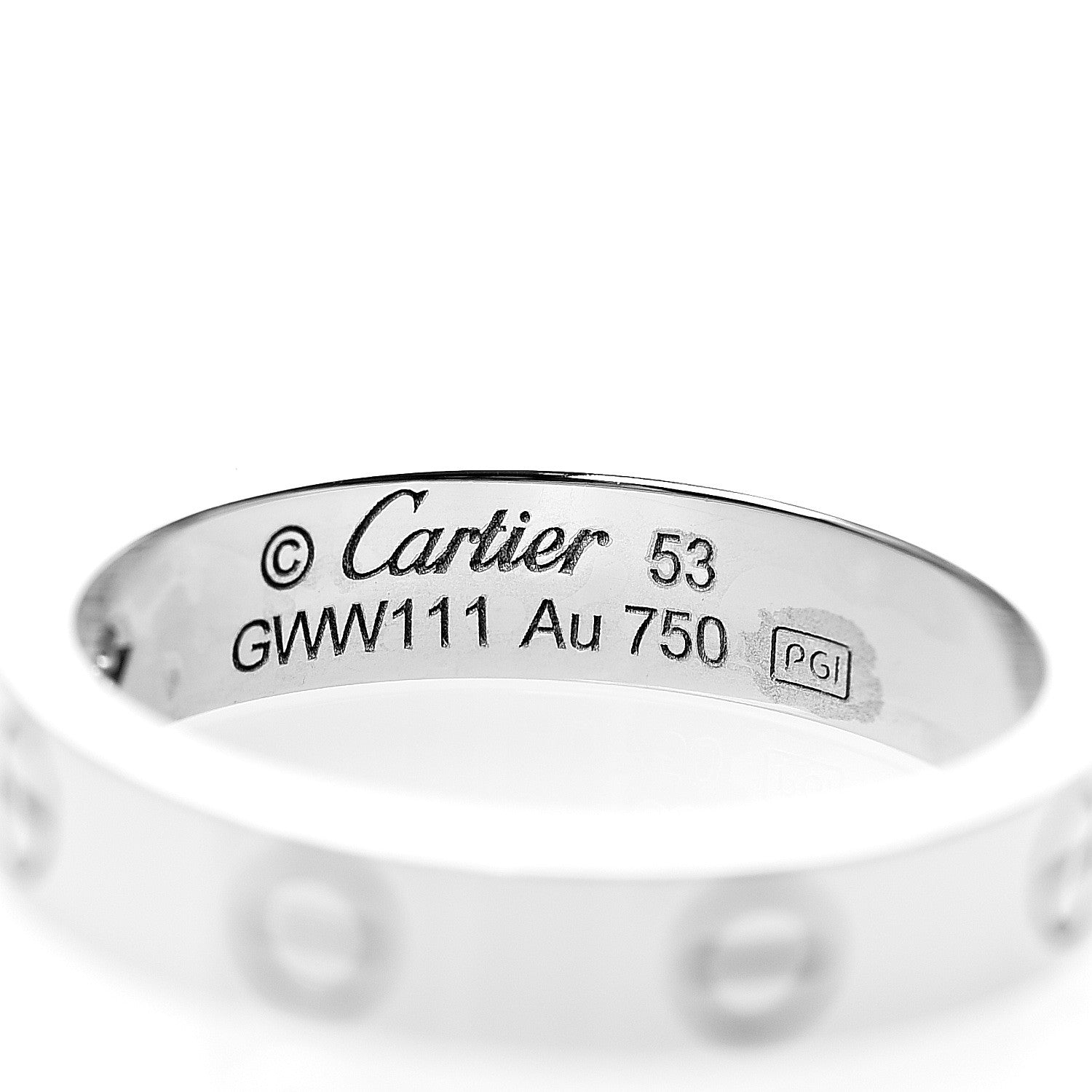 Cartier 18K White Gold Diamond 4mm LOVE Wedding Band Ring 53 6.25 3 of 4