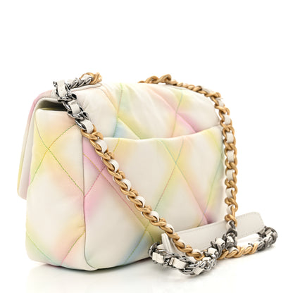 Chanel Printed Goatskin Quilted Medium Chanel 19 Flap White Multicolor 3 of 13