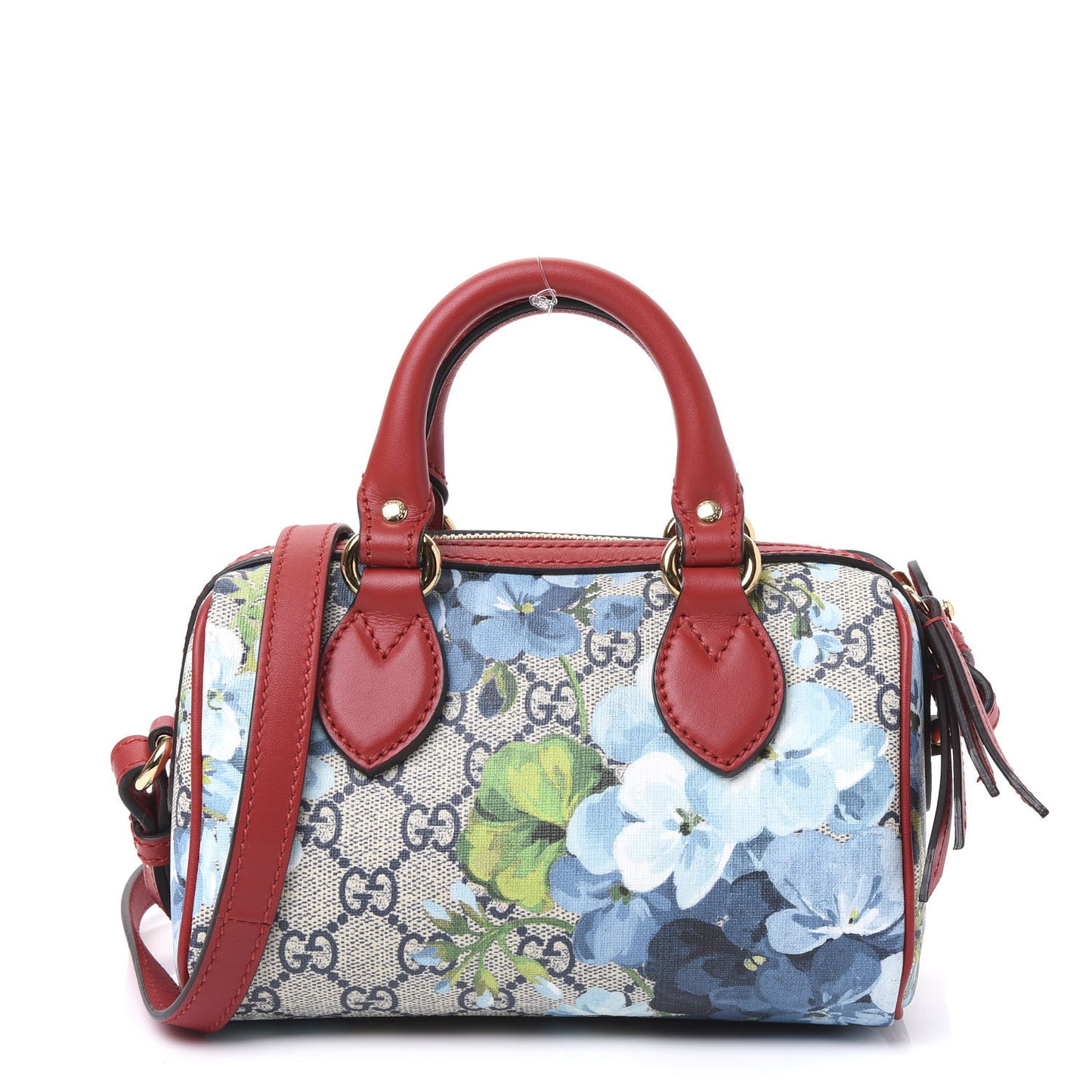 GG Supreme Monogram Blooms Mini Boston Navy Blue Hibiscus