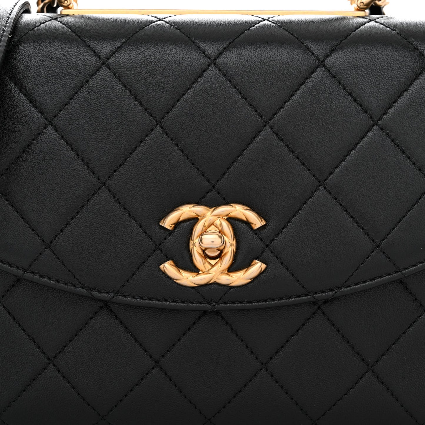 Lambskin Quilted Large Trendy Spirit Top Handle Bag Black