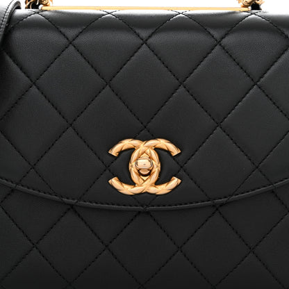 Chanel Lambskin Quilted Large Trendy Spirit Top Handle Bag Black 9 of 11