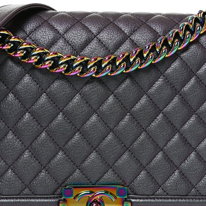 Chanel Iridescent Goatskin Quilted New Medium Boy Flap Purple 8 of 10