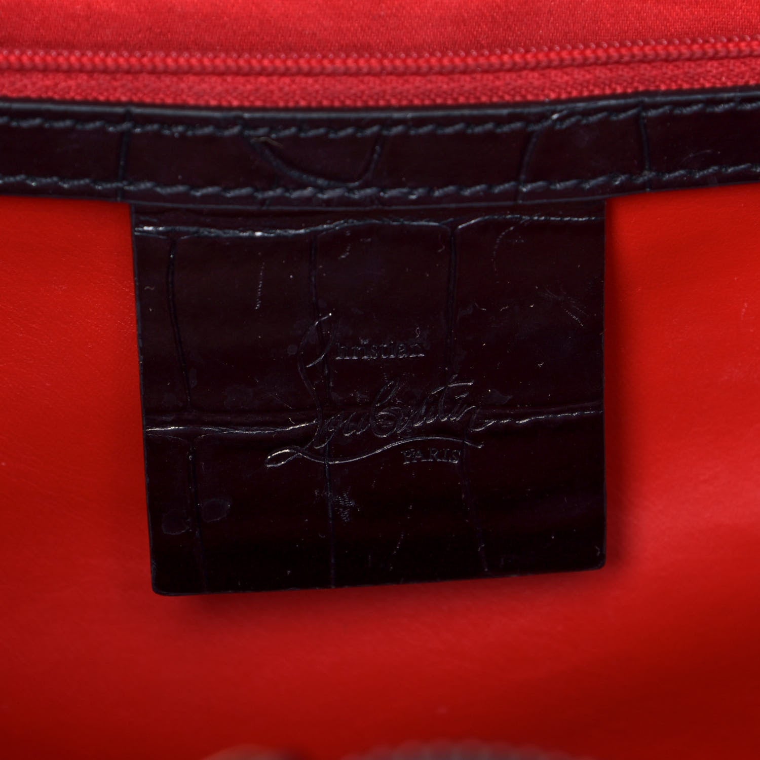 Christian Louboutin Calfskin Crocodile Embossed Medium Paloma Black 5 of 8