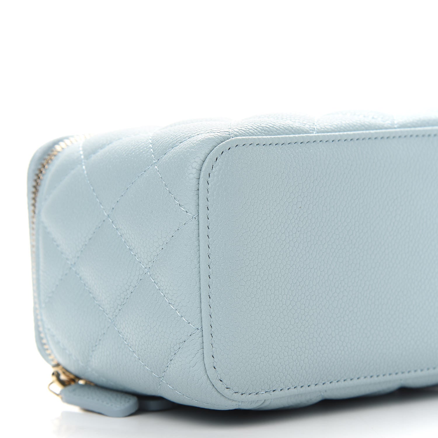 Chanel Caviar Quilted Small Tiny CC Vanity Case With Chain Light Blue 9 of 10