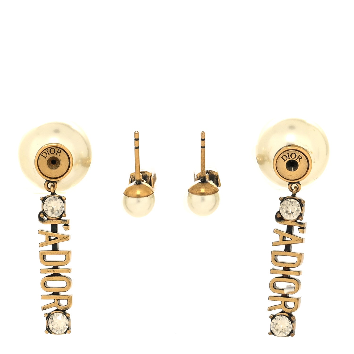 Christian Dior Pearl Crystal J'Adior Tribales Earrings Antique Gold 3 of 4