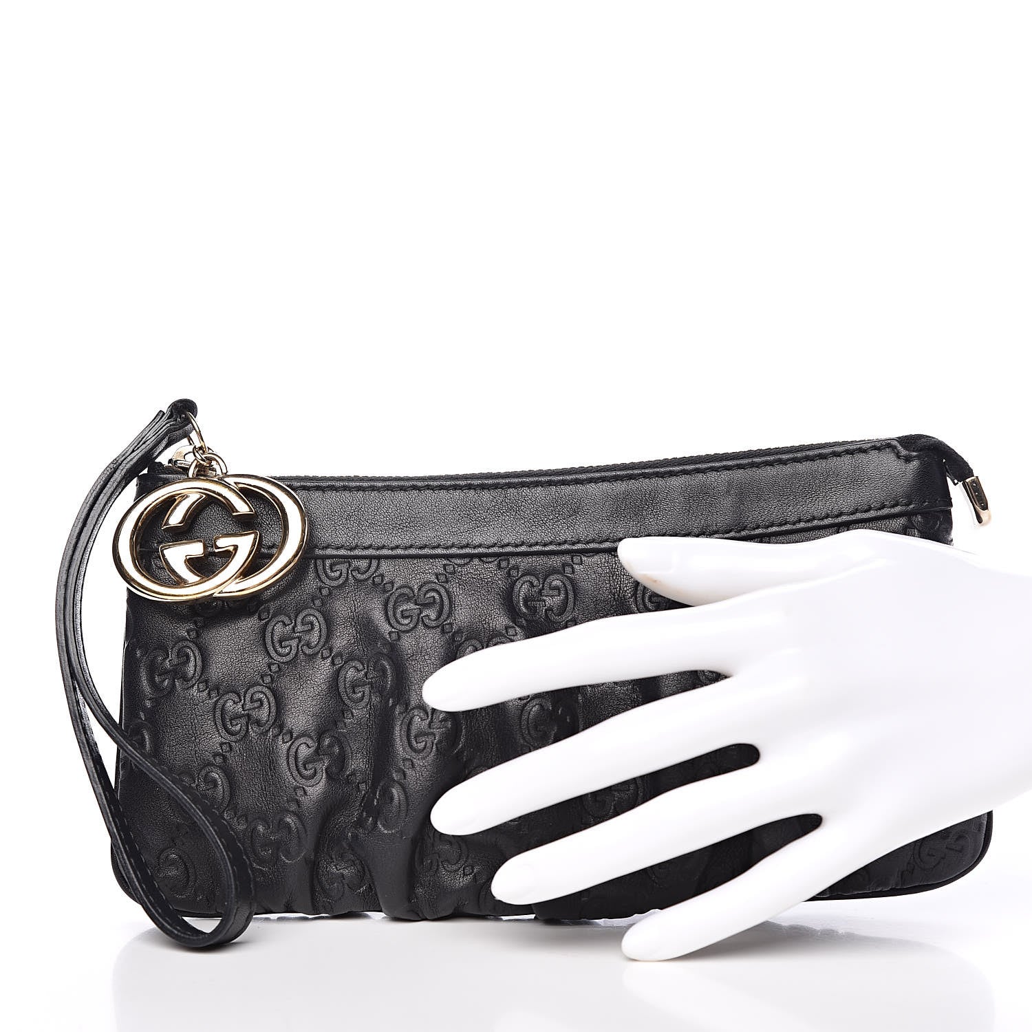 Gucci Guccissima Signature New Britt Wristlet Black 2 of 10