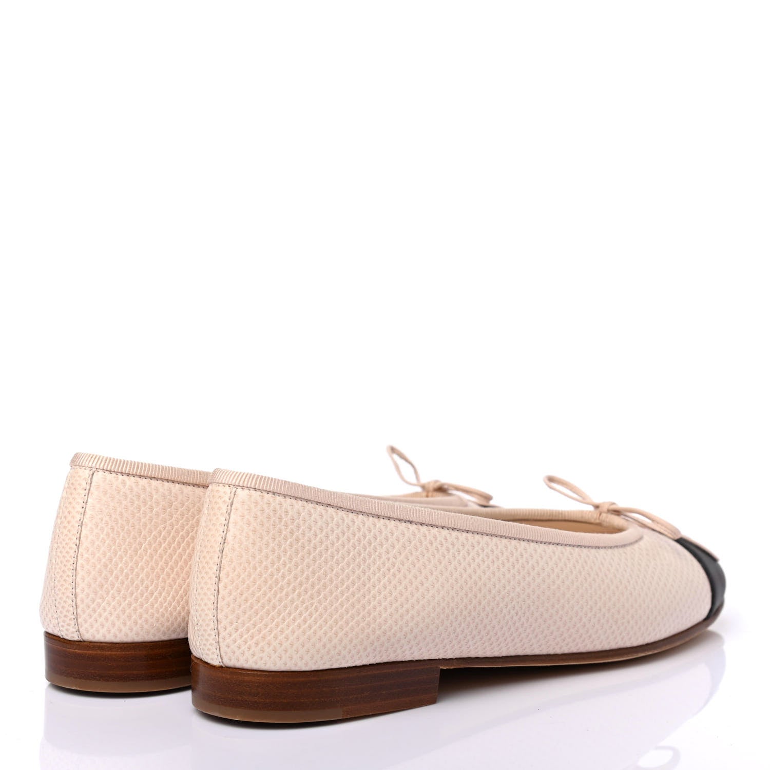Chanel Lambskin Lizard Embossed Cap Toe CC Ballerina Flats 36 Rose Black 3 of 4