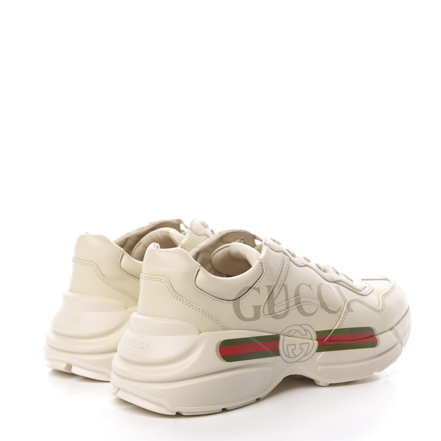 Gucci Calfskin Logo Mens Rhyton Sneakers 8 Ivory 4 of 9