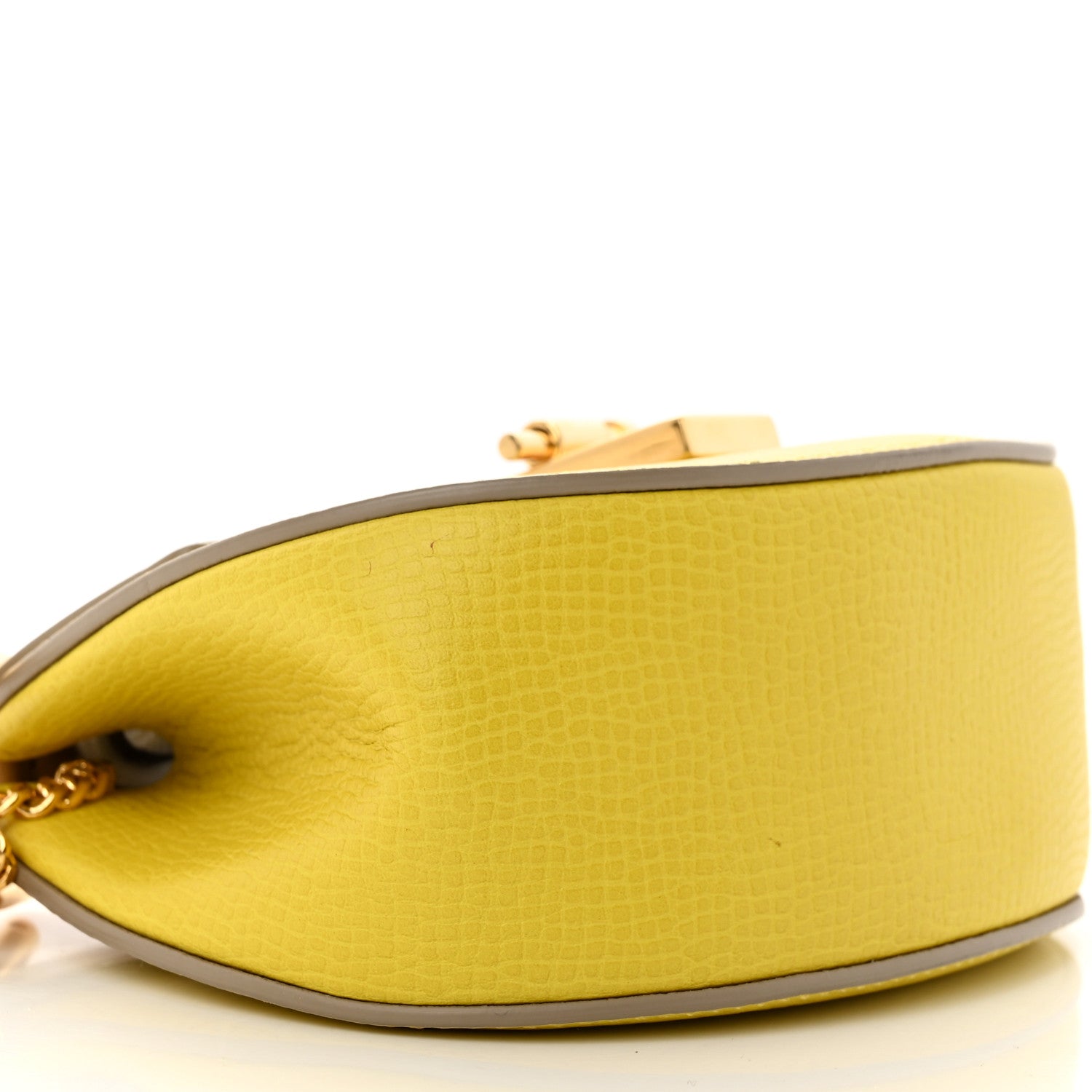 Chloe Grained Calfskin Lambskin Mini Bi-Color Drew Shoulder Bag Yellow Beige 8 of 12