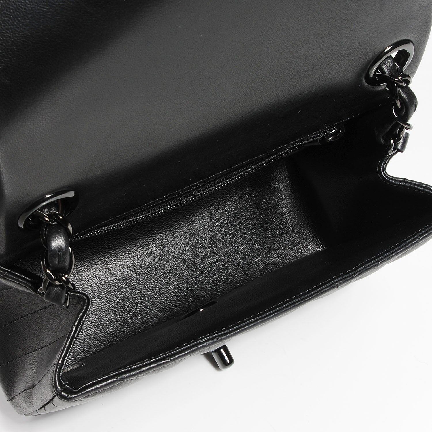Chanel Lambskin Chevron Quilted Mini Square Flap So Black 5 of 8