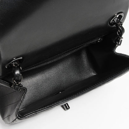 Chanel Lambskin Chevron Quilted Mini Square Flap So Black 5 of 8
