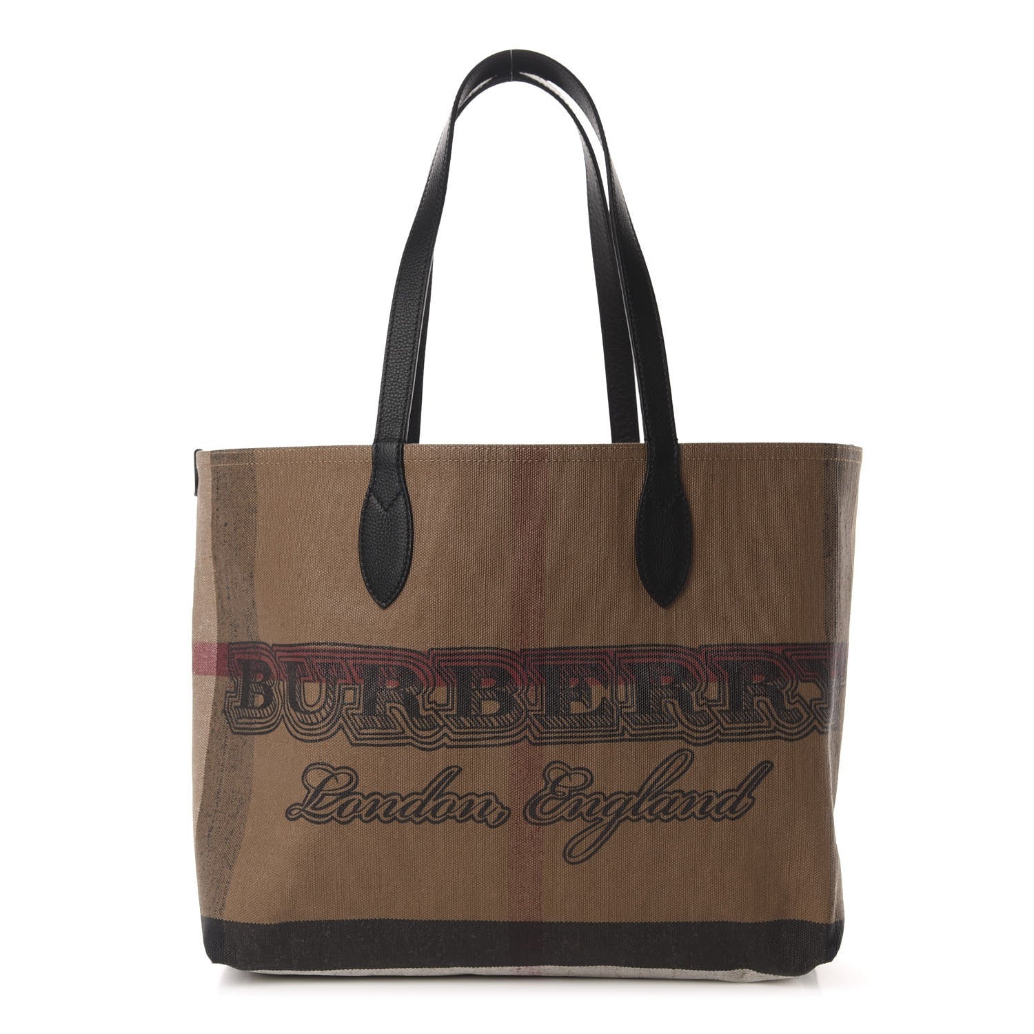 Burberry Coated Canvas Mega Check Medium Doodle Tote Black 2 of 9