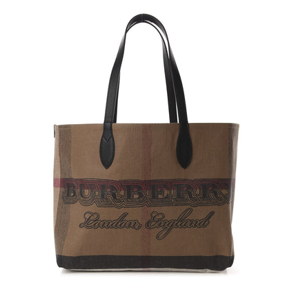 Burberry Coated Canvas Mega Check Medium Doodle Tote Black 2 of 9