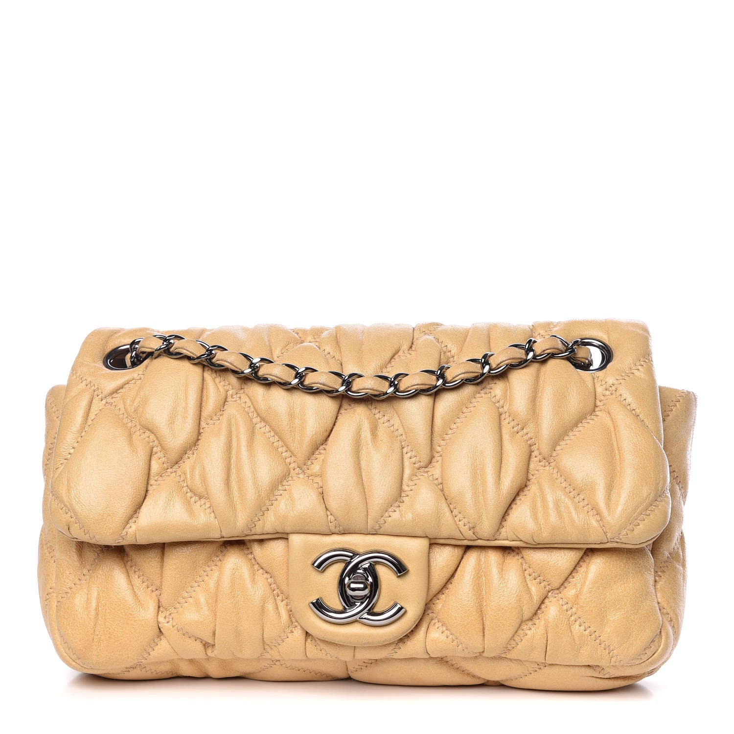 Chanel Calfskin Quilted Medium Bubble Quilt Flap Bag Beige 1 of 14