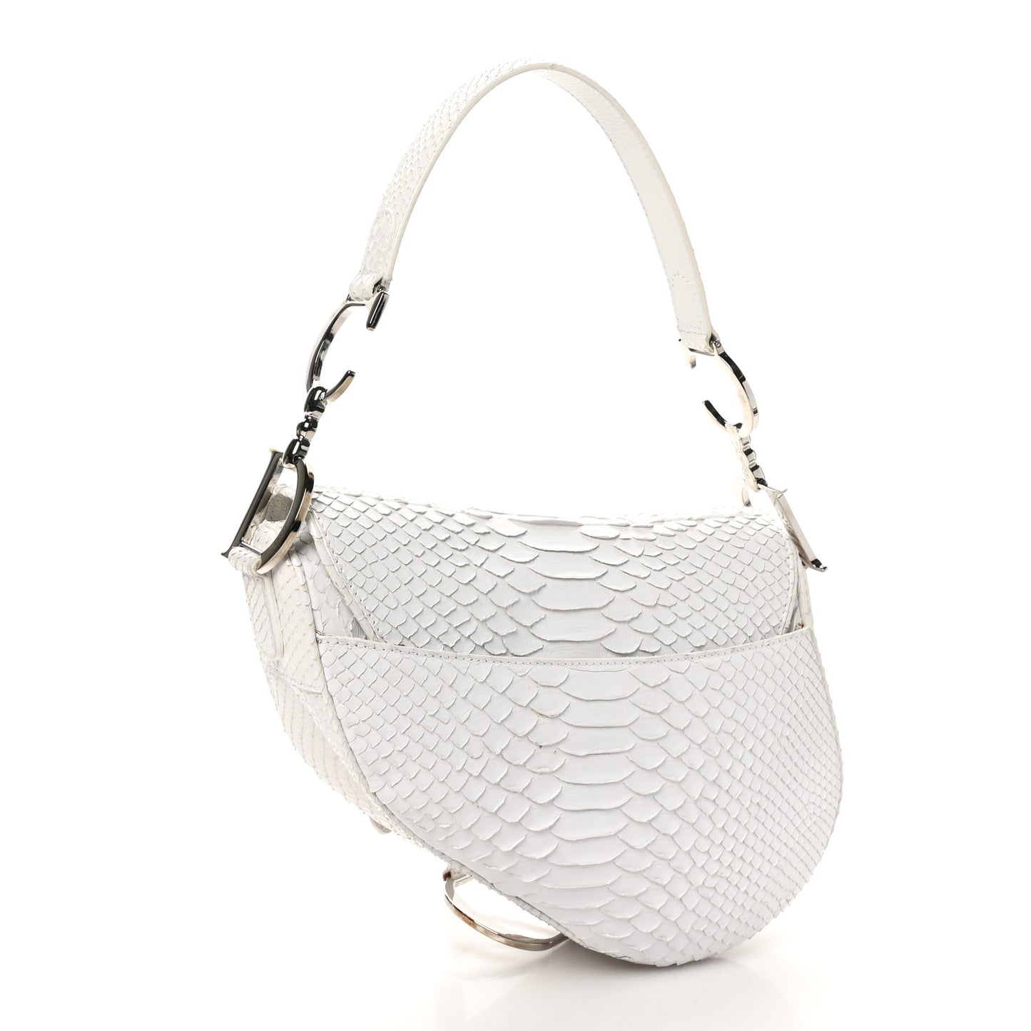 Snakeskin Saddle Bag White