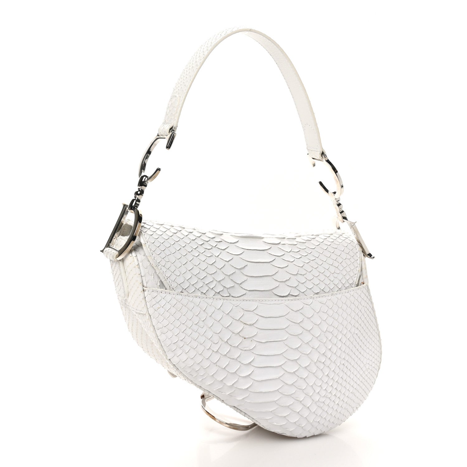 Christian Dior Snakeskin Saddle Bag White 3 of 12