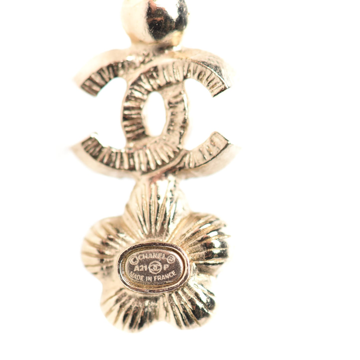 Crystal Enamel Flower CC Drop Earrings Gold White Black