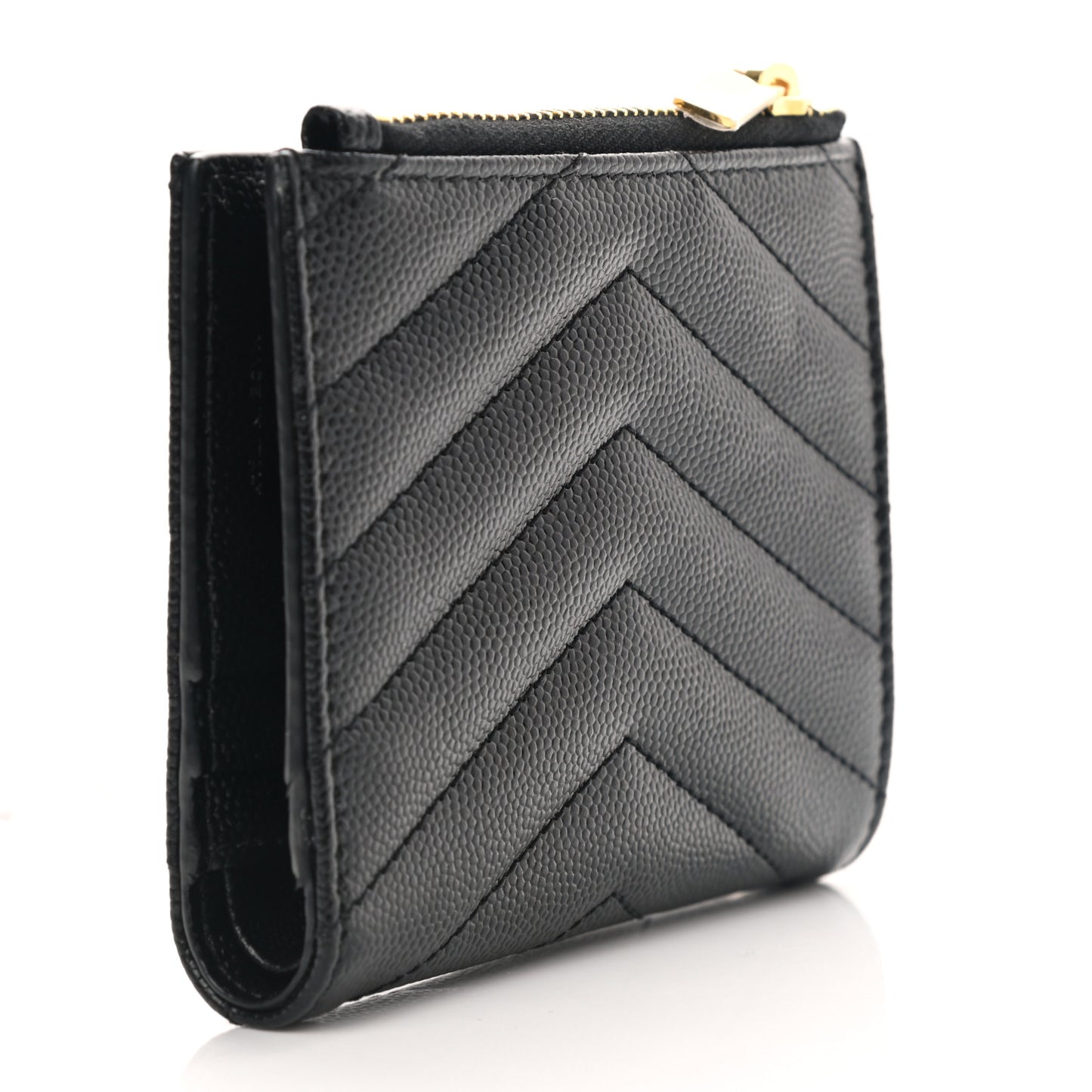 Grain De Poudre Matelasse Chevron Monogram Zipped Card Case Black