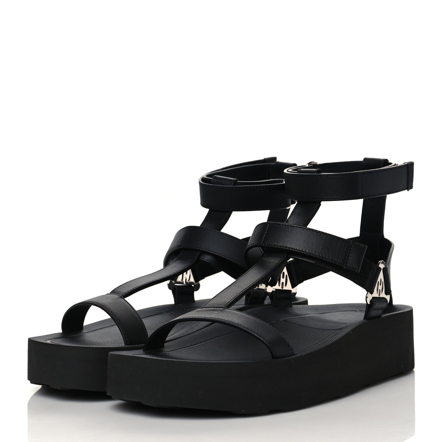 Hermes Calfskin Womens Enid Sandals 40 Black 3 of 8